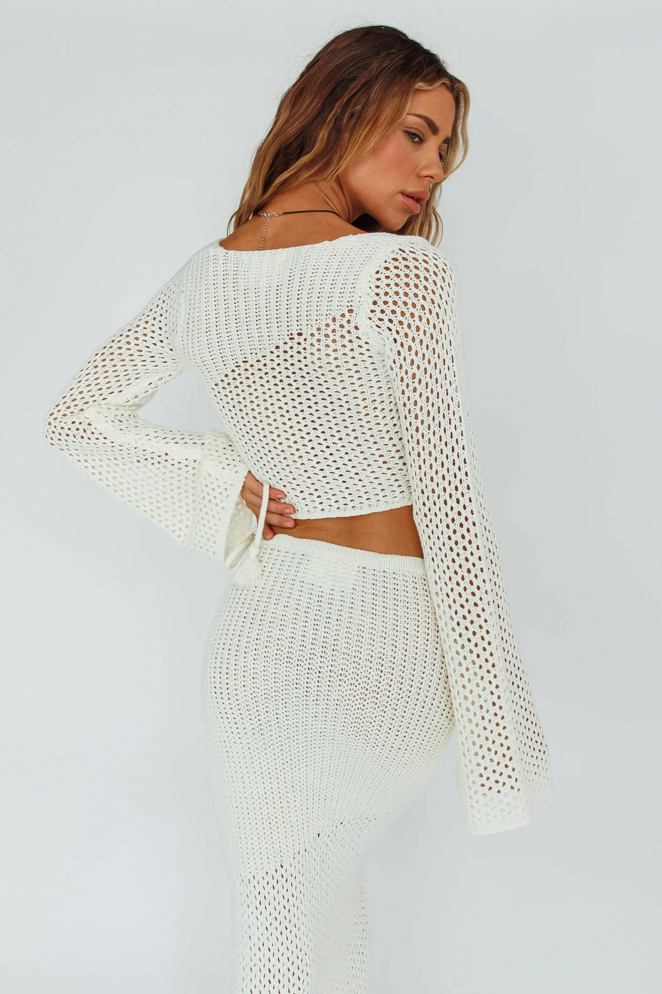 Jamaica Bell Sleeve Crochet Top White sold by Selfie Leslie product image thumbnail 2