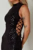 Midnight In London Lace-Up Side Mini Dress Black sold by Selfie Leslie