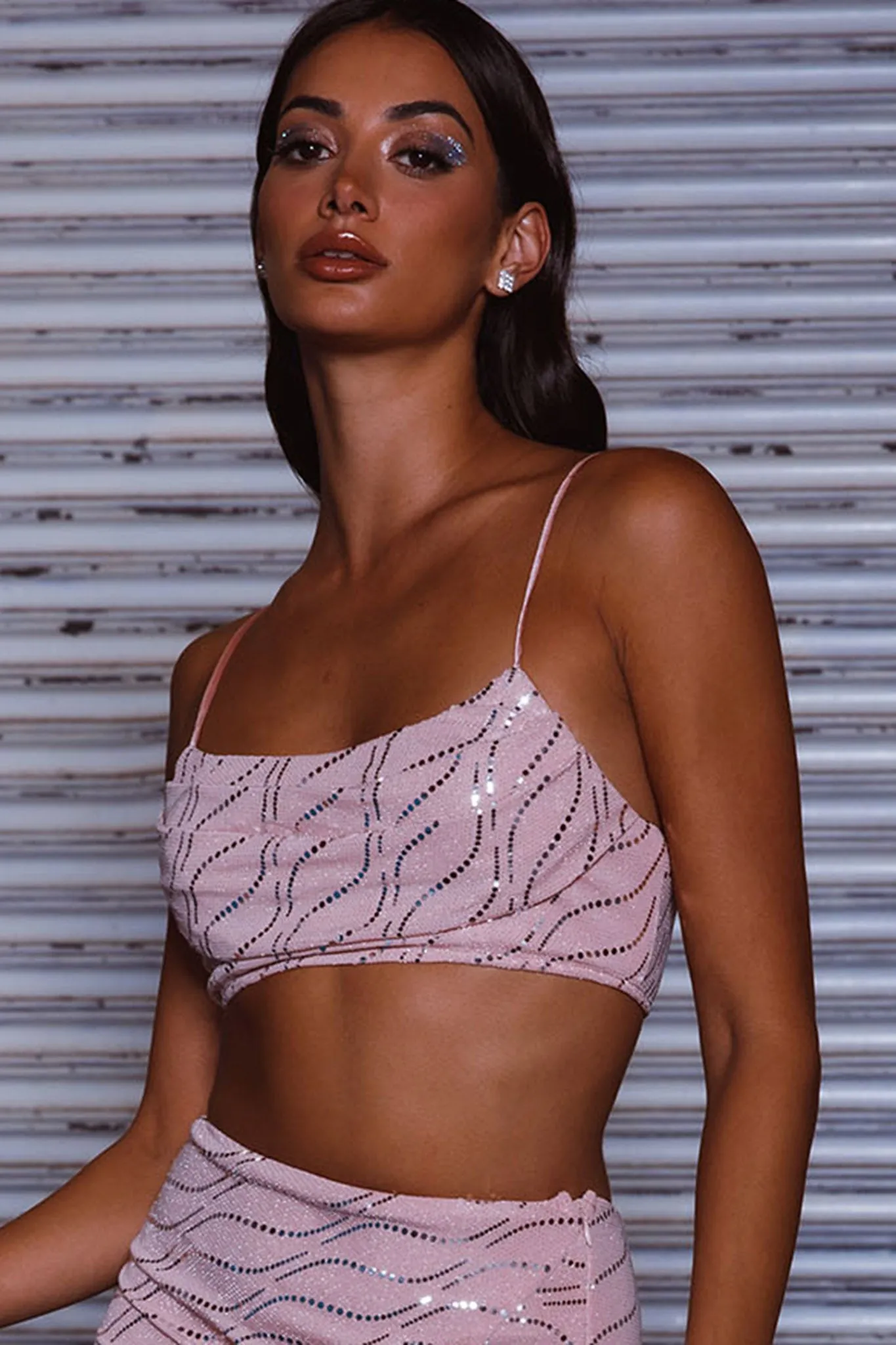 Maree Pleated Bust Crop Top Blush sold by Selfie Leslie