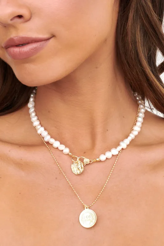 Andy Pearl & Chain Multi-Strand Necklace Gold sold by Selfie Leslie