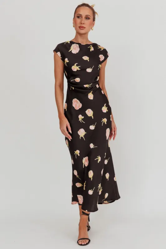 Loveland Floral Print Cowl Back Maxi Dress Oyster sold by Selfie Leslie