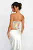 First Date Feels Corset Crop Top Floral Tan sold by Selfie Leslie