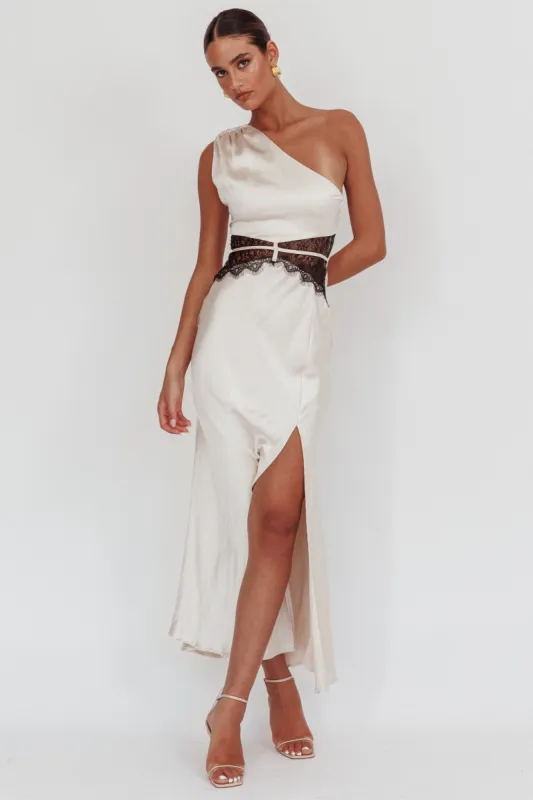 Tarly Lace Waist One-Shoulder Maxi Dress Champagne sold by Selfie Leslie