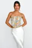 First Date Feels Corset Crop Top Floral Tan sold by Selfie Leslie