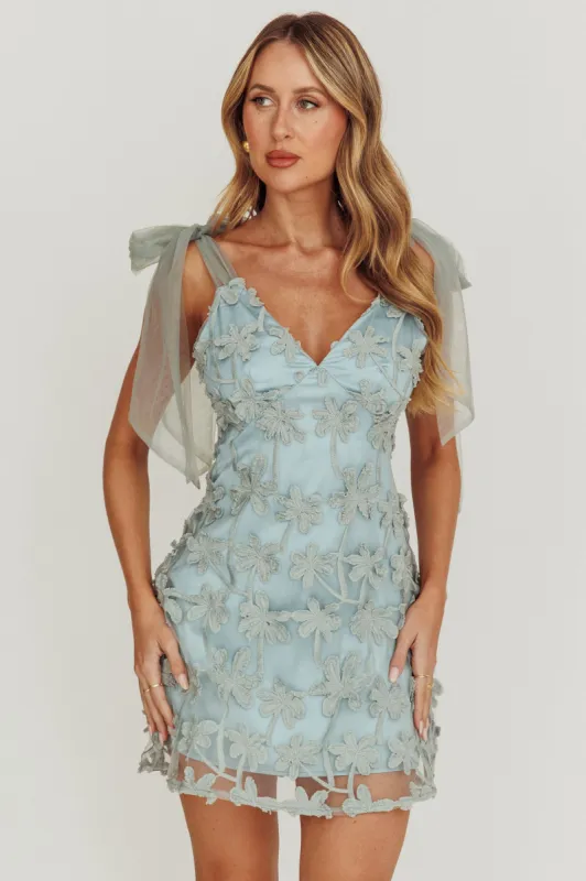 Mykonos Morning Tied Shoulder Embellished Mini Dress Sage sold by Selfie Leslie