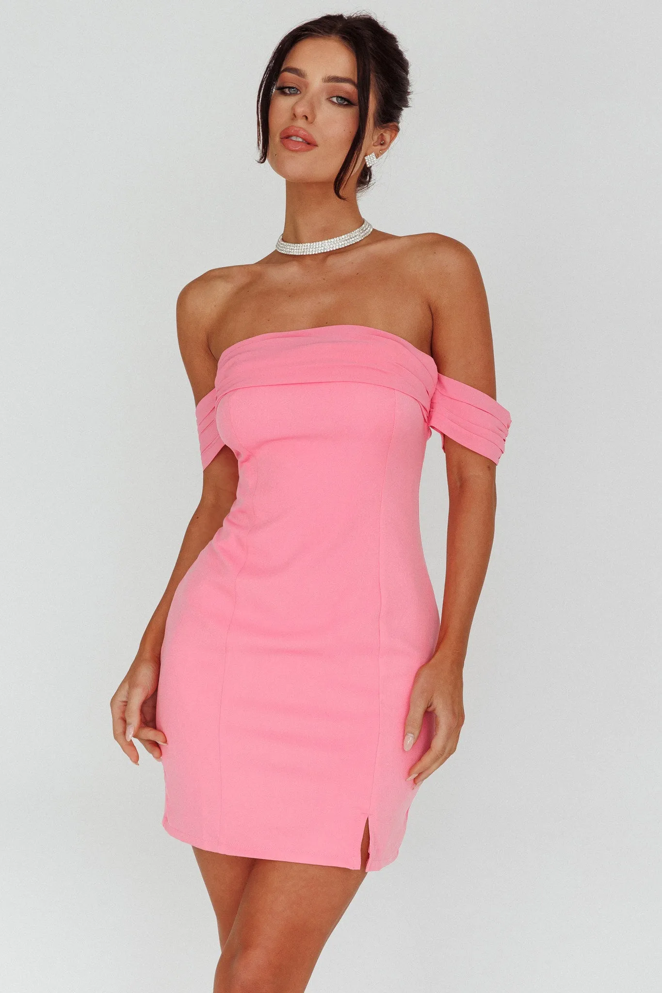 Kassie Off-Shoulder Mini Dress Sweet Pink sold by Selfie Leslie