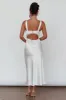 Nyah Lace Trim Midi Dress Off White sold by Selfie Leslie