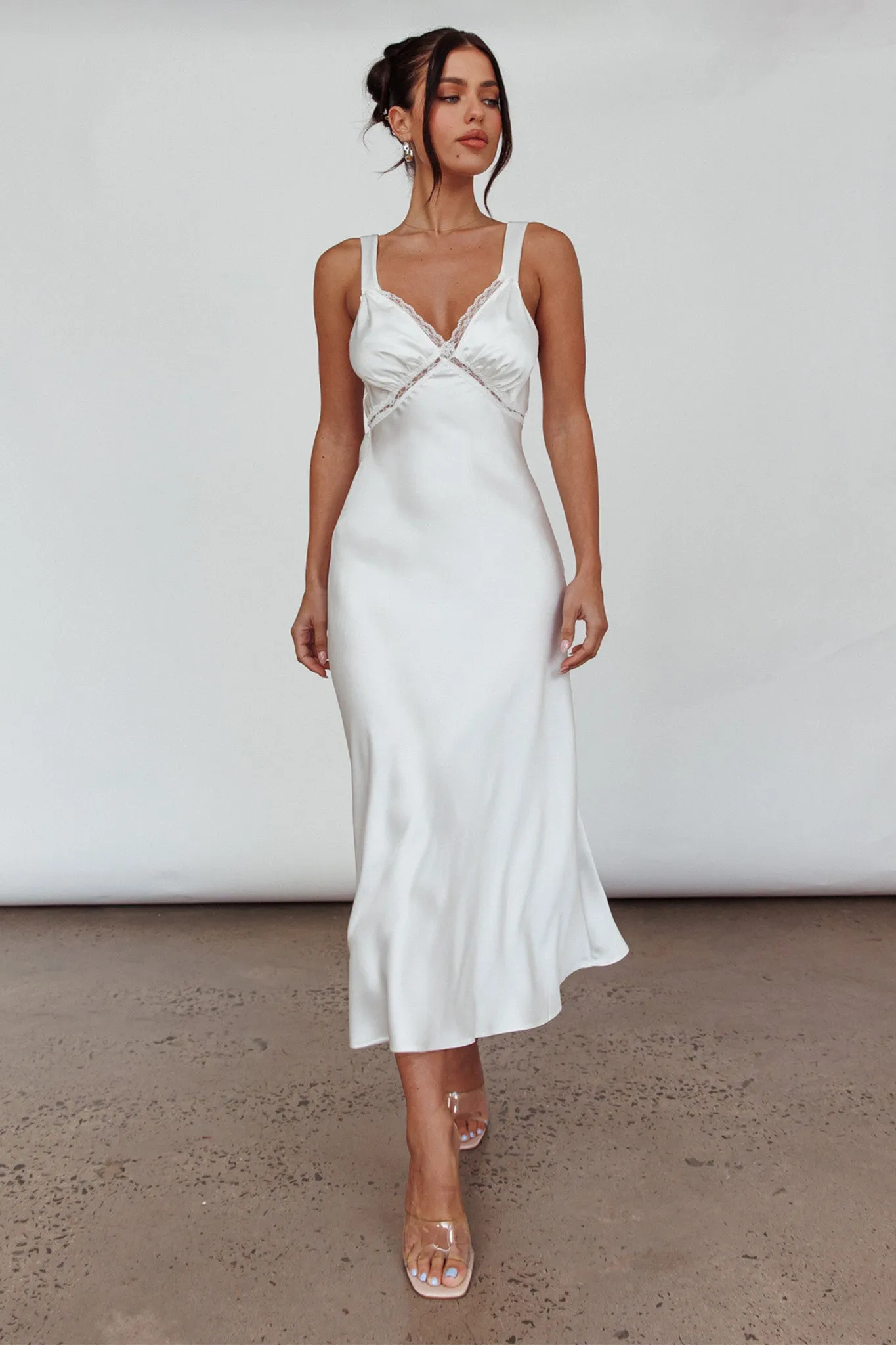 Nyah Lace Trim Midi Dress Off White sold by Selfie Leslie product image thumbnail 5