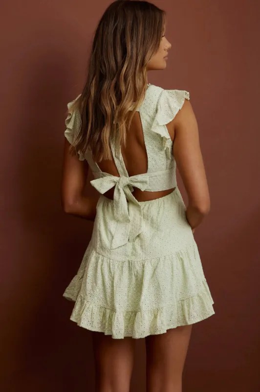 Sunshine Days Double Bow Back Dress Avocado sold by Selfie Leslie