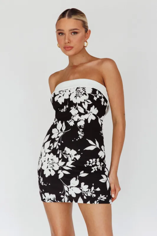 Missie Strapless Mini Dress Floral Black sold by Selfie Leslie