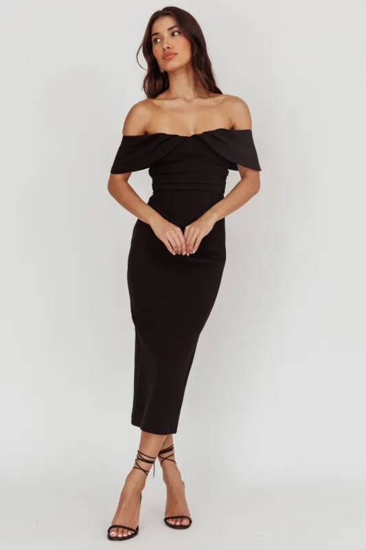 Lillianne Off-Shoulder Midi Dress Black sold by Selfie Leslie