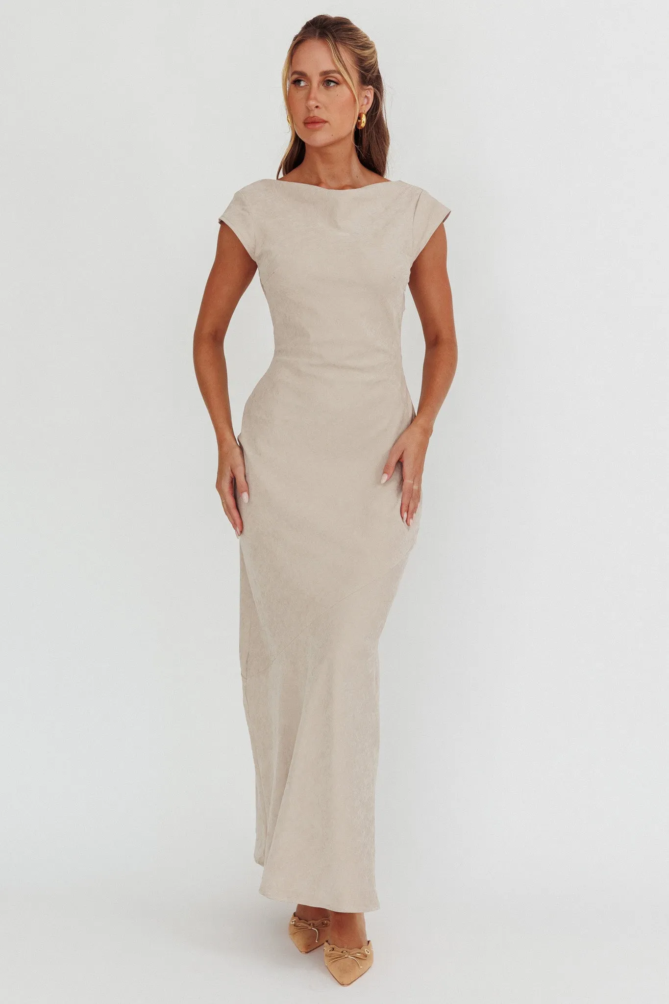 Maysa Cowl Back Maxi Dress Mushroom sold by Selfie Leslie product image thumbnail 5