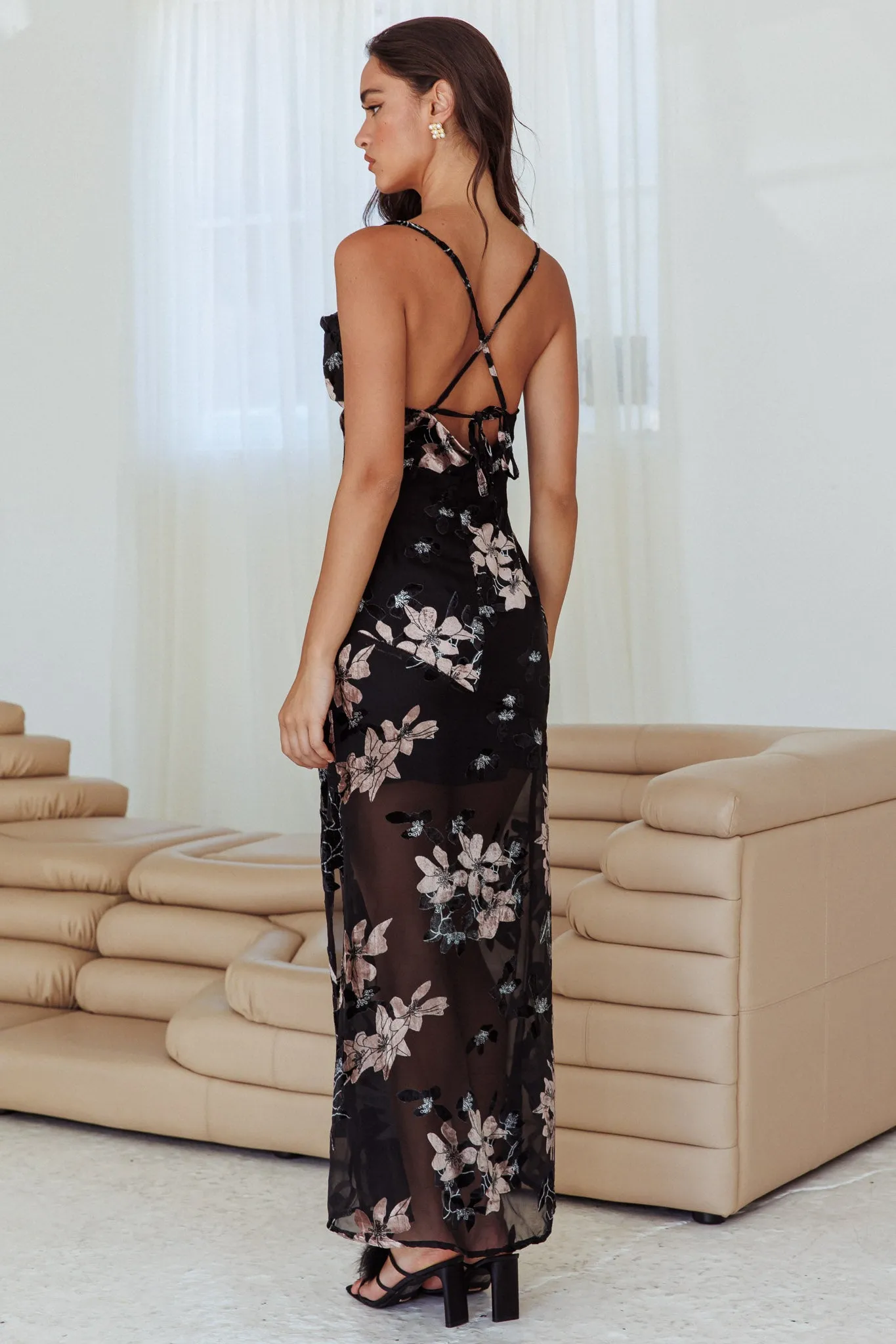 Personal Invitation Split Maxi Dress Flowers Black sold by Selfie Leslie product image thumbnail 2