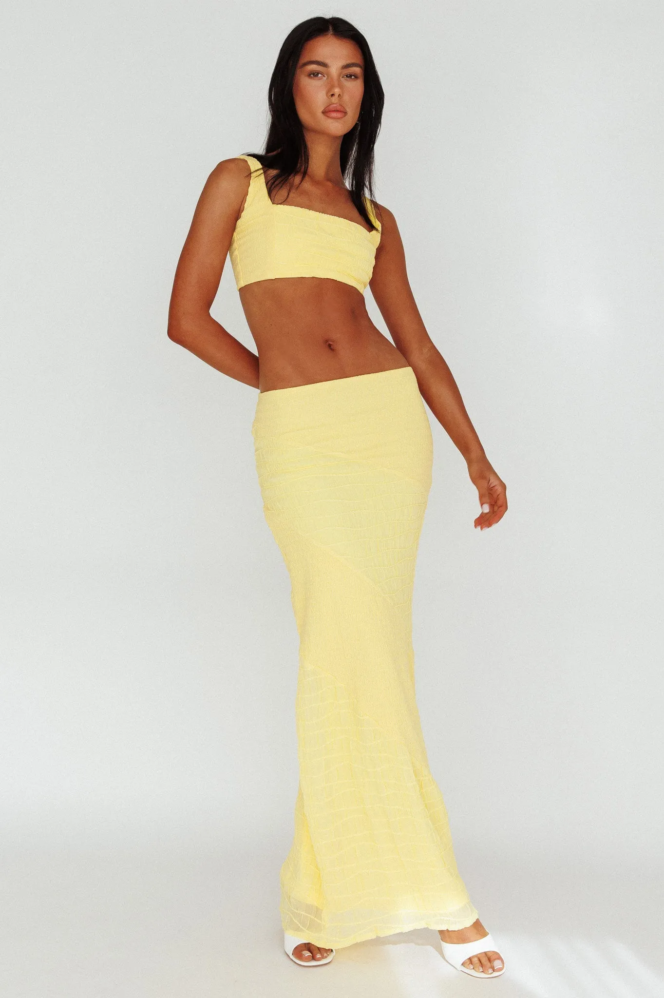 Bindi Puckered Crop Top Lemon sold by Selfie Leslie product image thumbnail 3