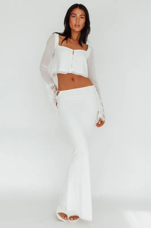 Rana String Tie Side Midi Skirt Cream sold by Selfie Leslie