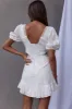 Santorini Sunset Puff Sleeve Cut-Out Eyelet Dress White sold by Selfie Leslie