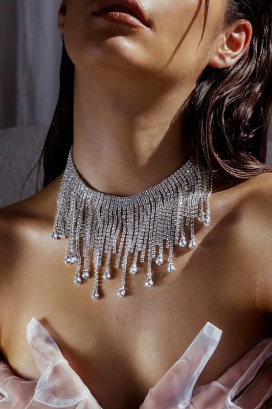 Isadora Cascade Crystal Necklace Silver sold by Selfie Leslie