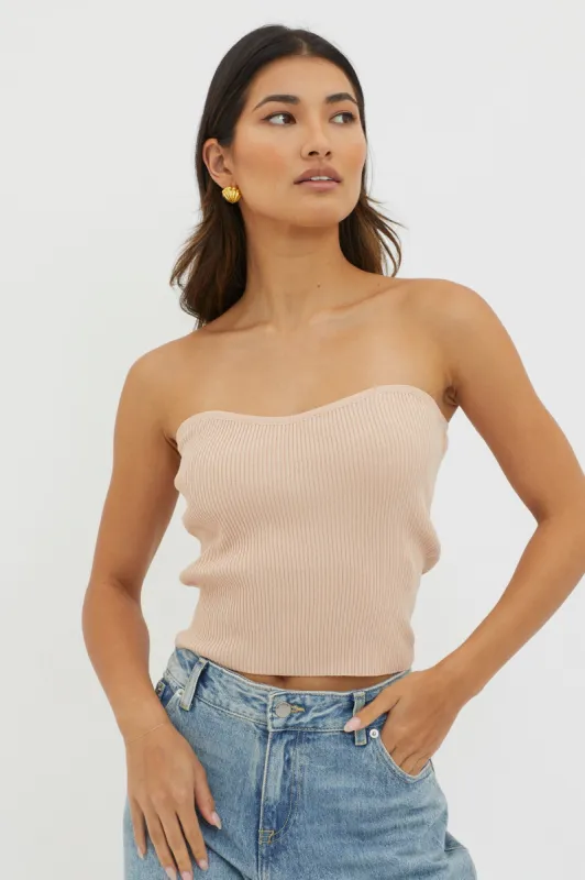Flora Strapless Knit Top Mocha sold by Selfie Leslie