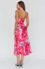 Well Versed Pleated Bust Front Split Dress Flora Pink sold by Selfie Leslie