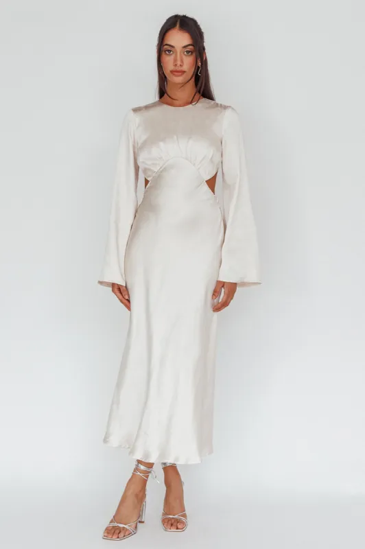 Doting Bell Sleeve Cut-Out Midi Dress Champagne sold by Selfie Leslie