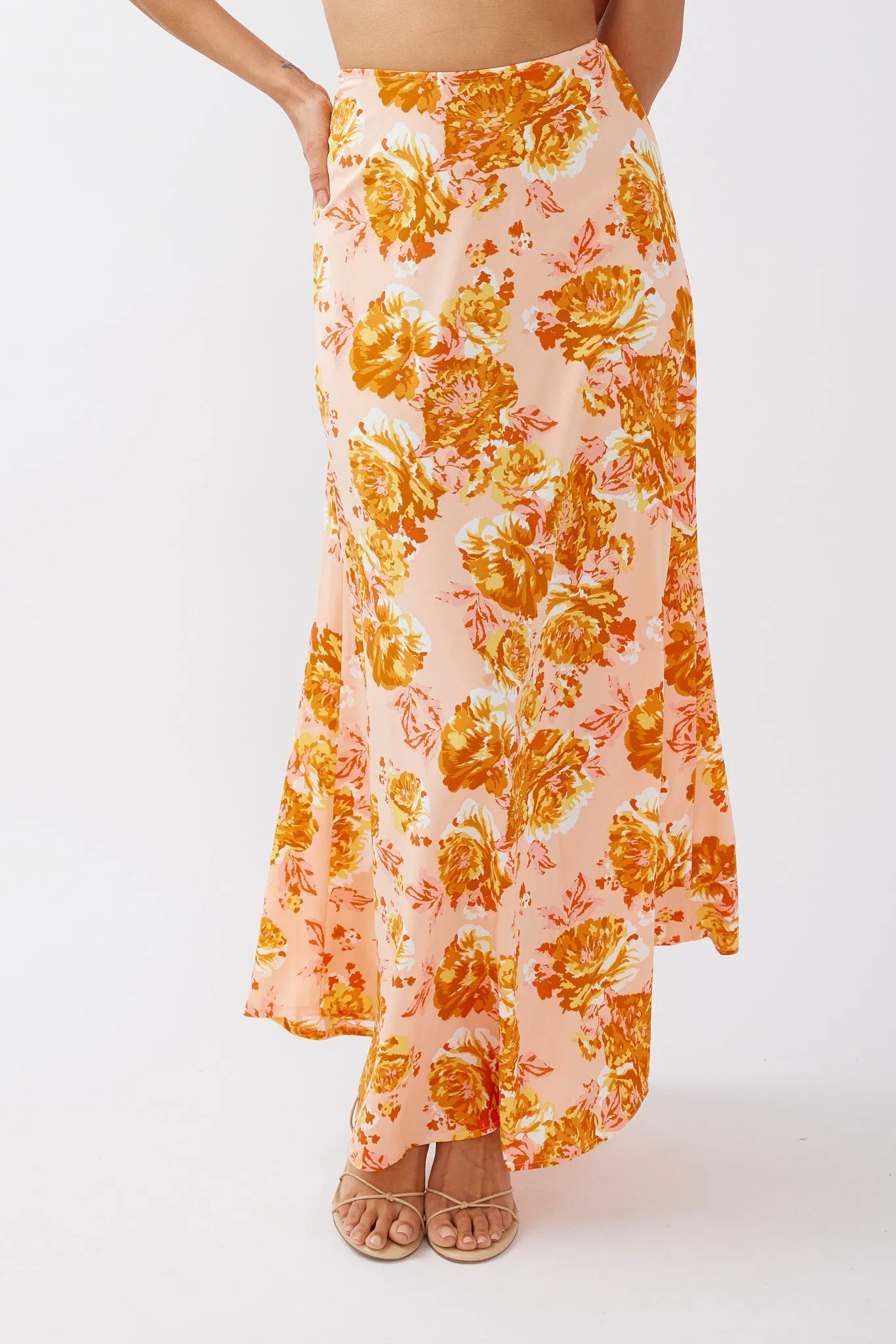 Gabbi Maxi Skirt Floral Print Orange sold by Selfie Leslie product image thumbnail 3