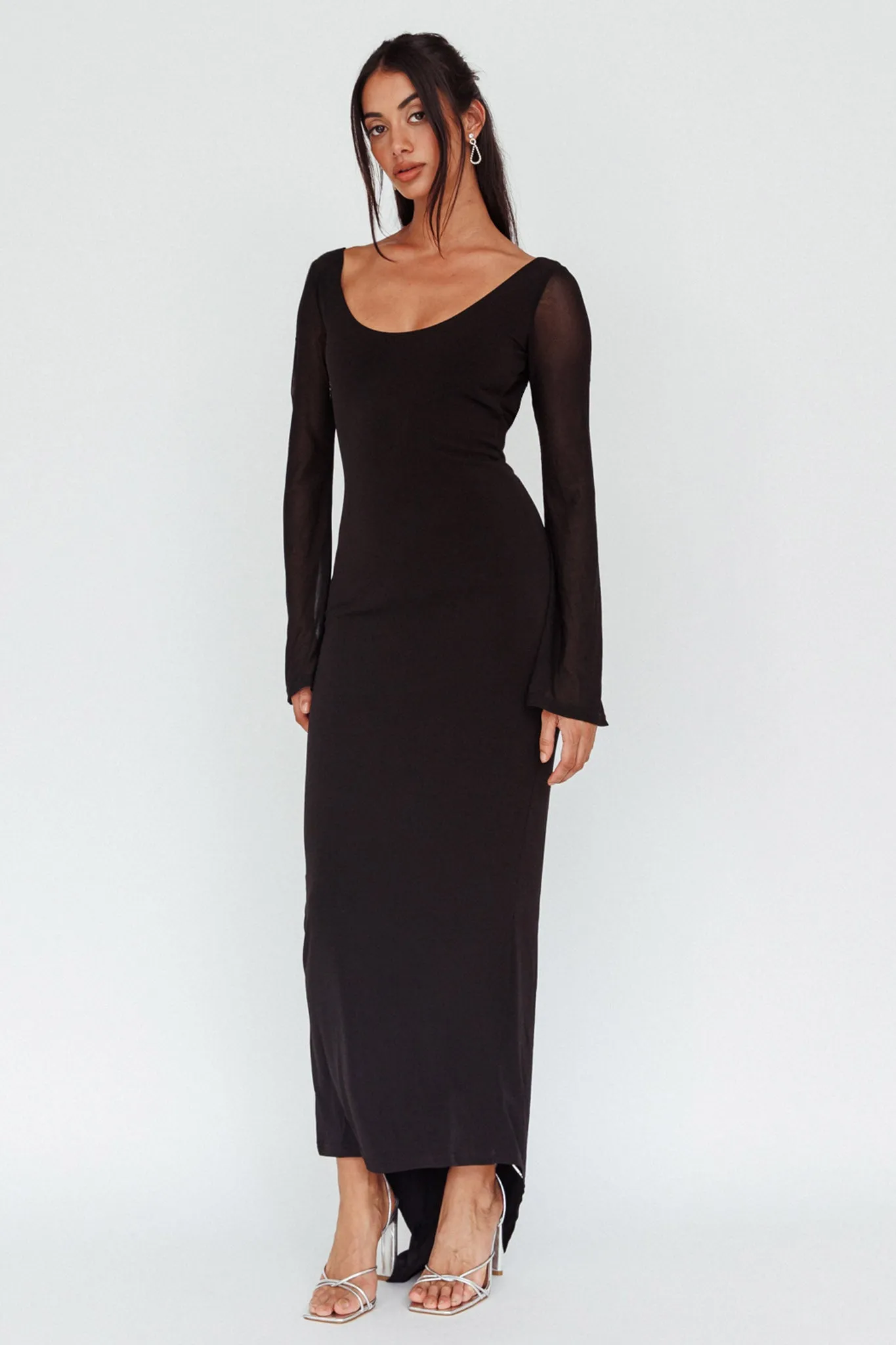 Crystal Ball Open Back Ruched Maxi Dress Black sold by Selfie Leslie product image thumbnail 3