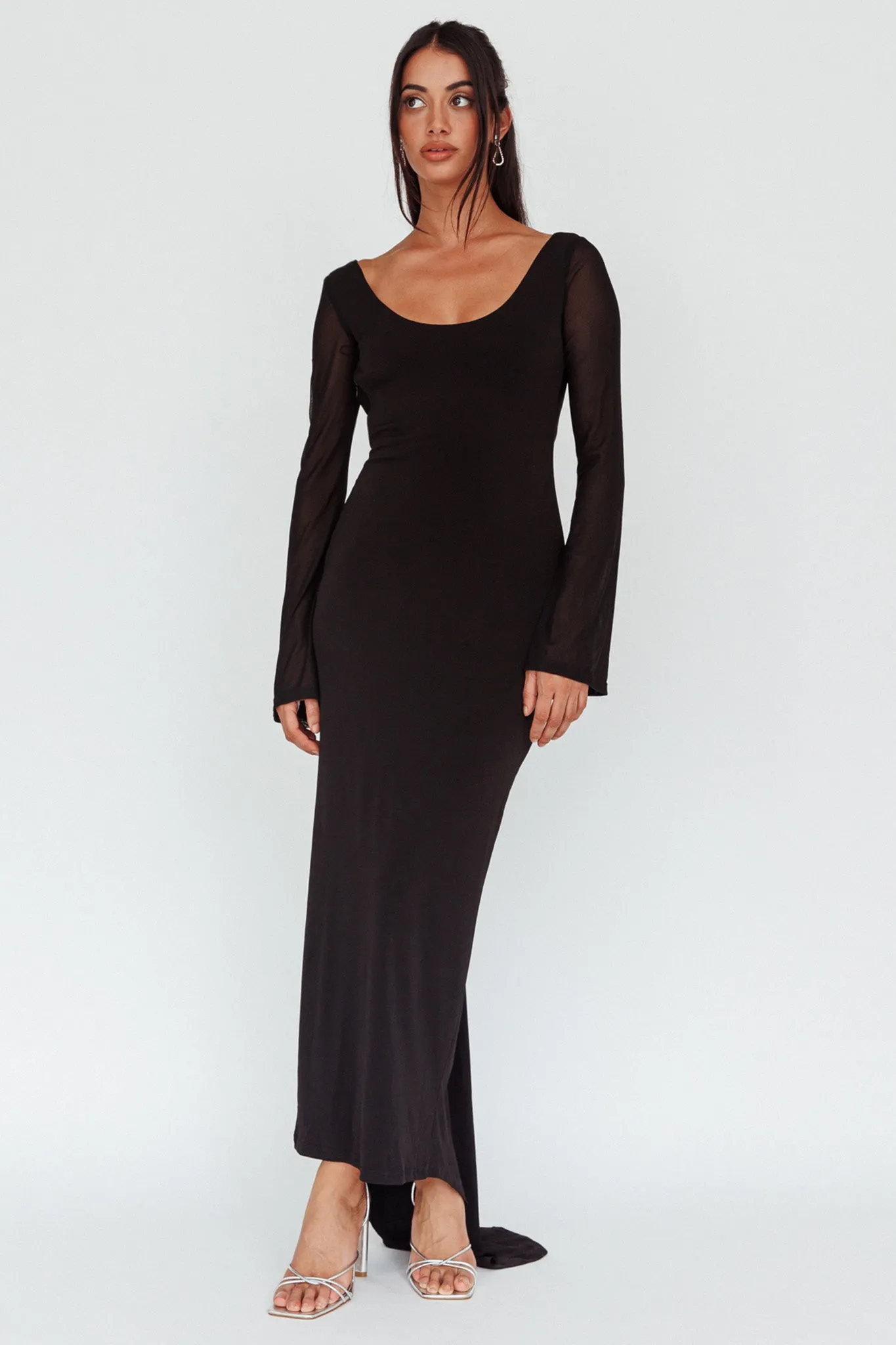 Crystal Ball Open Back Ruched Maxi Dress Black sold by Selfie Leslie product image thumbnail 5