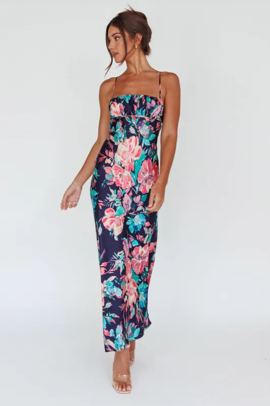 From Above V-Back Midi Dress Floral Navy sold by Selfie Leslie