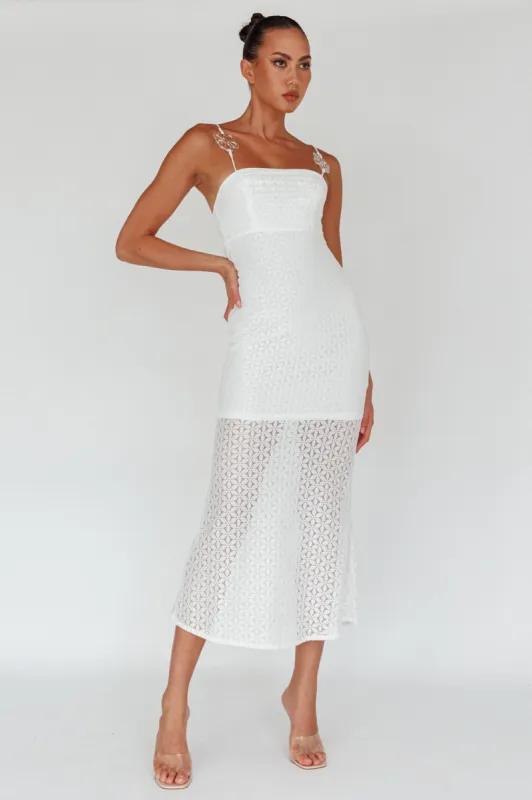 Lazy Daisy Flower Strap Midi Dress White sold by Selfie Leslie