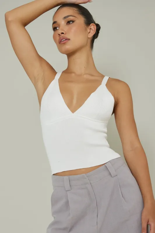 City V-Neck Knit Top White sold by Selfie Leslie