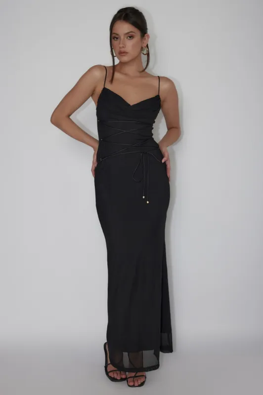Teava Laced Waist Maxi Dress Black sold by Selfie Leslie