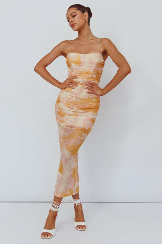 Logan Cami Strap Midi Dress Floral Yellow sold by Selfie Leslie