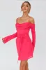 Teava Off-Shoulder Sleeve Laced Mini Dress Hot Pink sold by Selfie Leslie