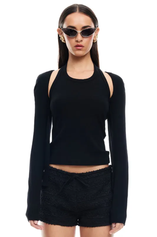 LIONESS Sculpted Long Sleeve Tank Top Onyx sold by Selfie Leslie