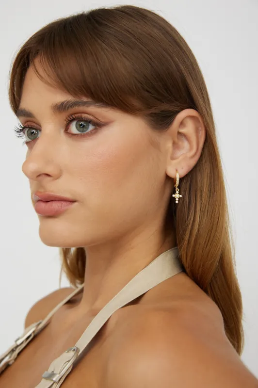Divine Zircon Cross Earrings Gold sold by Selfie Leslie
