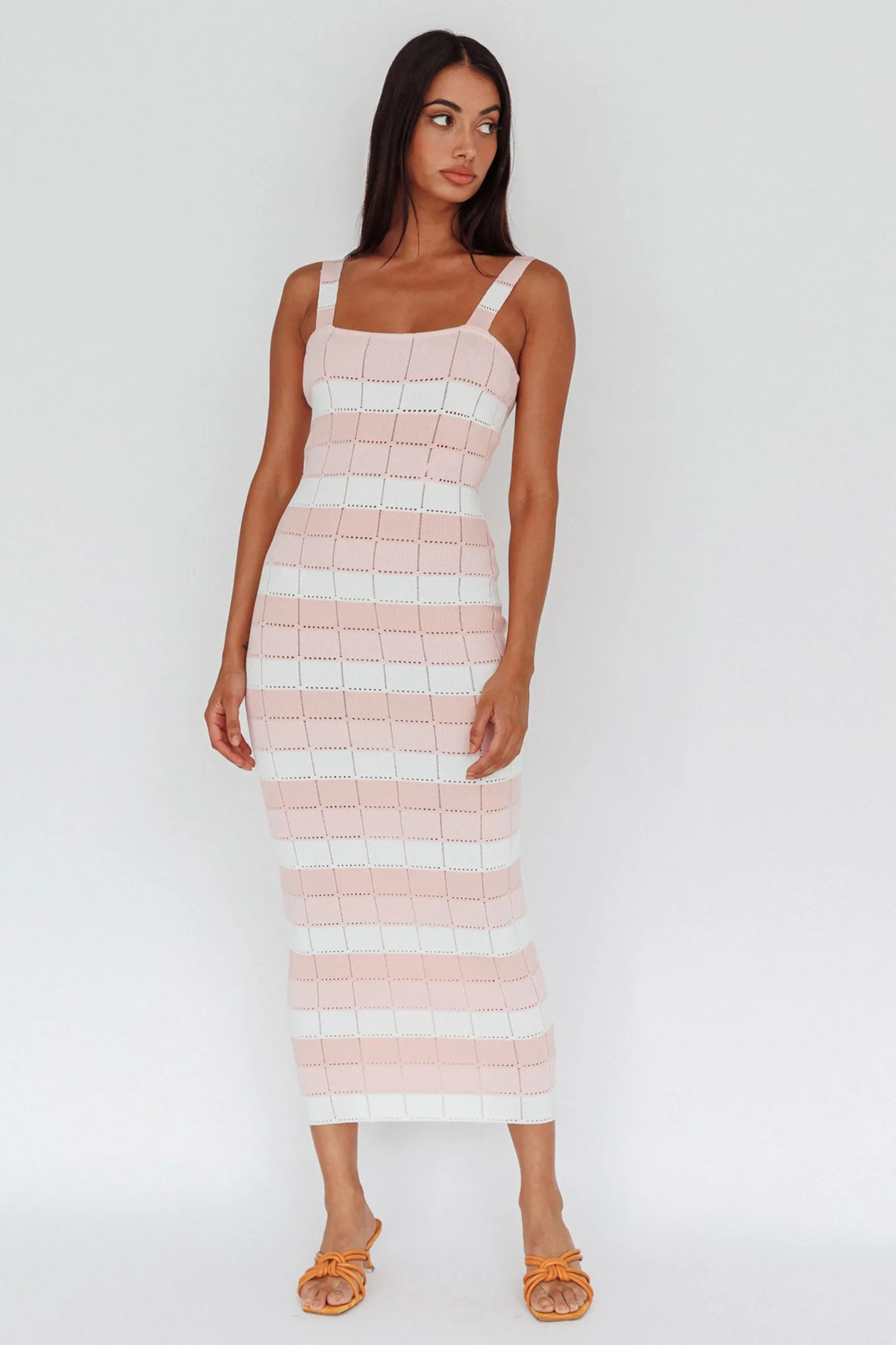 Chase The Sunrise Knit Midi Dress Striped Pink sold by Selfie Leslie product image thumbnail 5