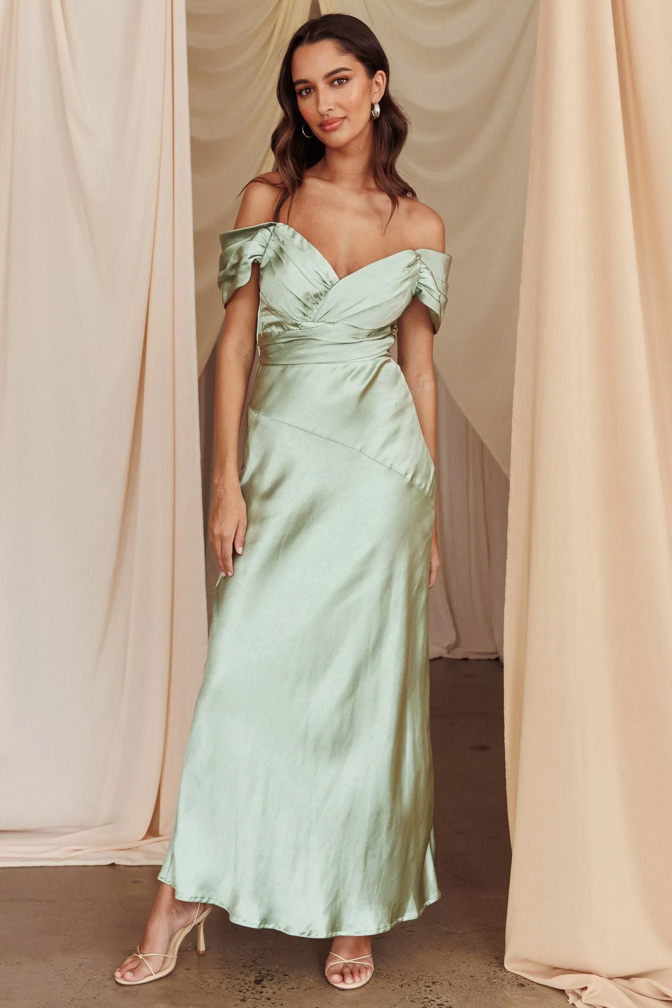 Katrina Off Shoulder Maxi Dress Pistachio sold by Selfie Leslie product image thumbnail 5