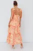 Arlowe Tied Shoulder Tiered Midi Dress Floral Orange sold by Selfie Leslie