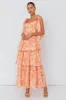 Arlowe Tied Shoulder Tiered Midi Dress Floral Orange sold by Selfie Leslie
