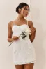 Take A Risk Lace Satin Trim Mini Dress White sold by Selfie Leslie