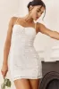 Take A Risk Lace Satin Trim Mini Dress White sold by Selfie Leslie