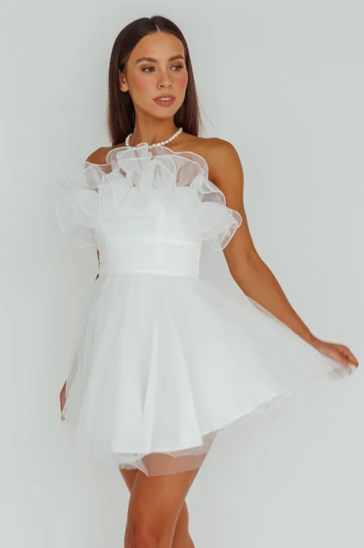 My Beloved Organza Frill Mini Dress White sold by Selfie Leslie