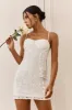 Take A Risk Lace Satin Trim Mini Dress White sold by Selfie Leslie
