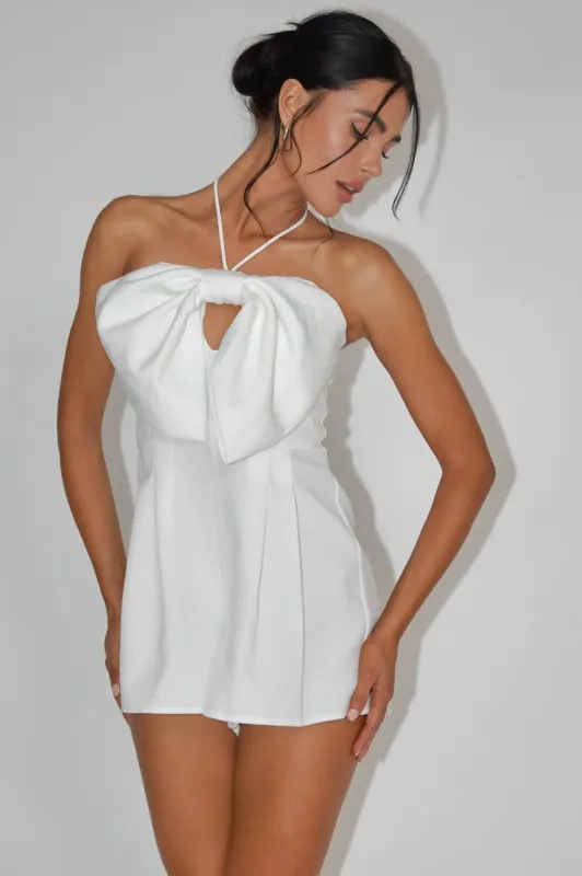 Tink Bow Bust Romper White sold by Selfie Leslie