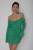 Teava Off-Shoulder Sleeve Laced Mini Dress Jade sold by Selfie Leslie