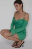 Teava Off-Shoulder Sleeve Laced Mini Dress Jade sold by Selfie Leslie