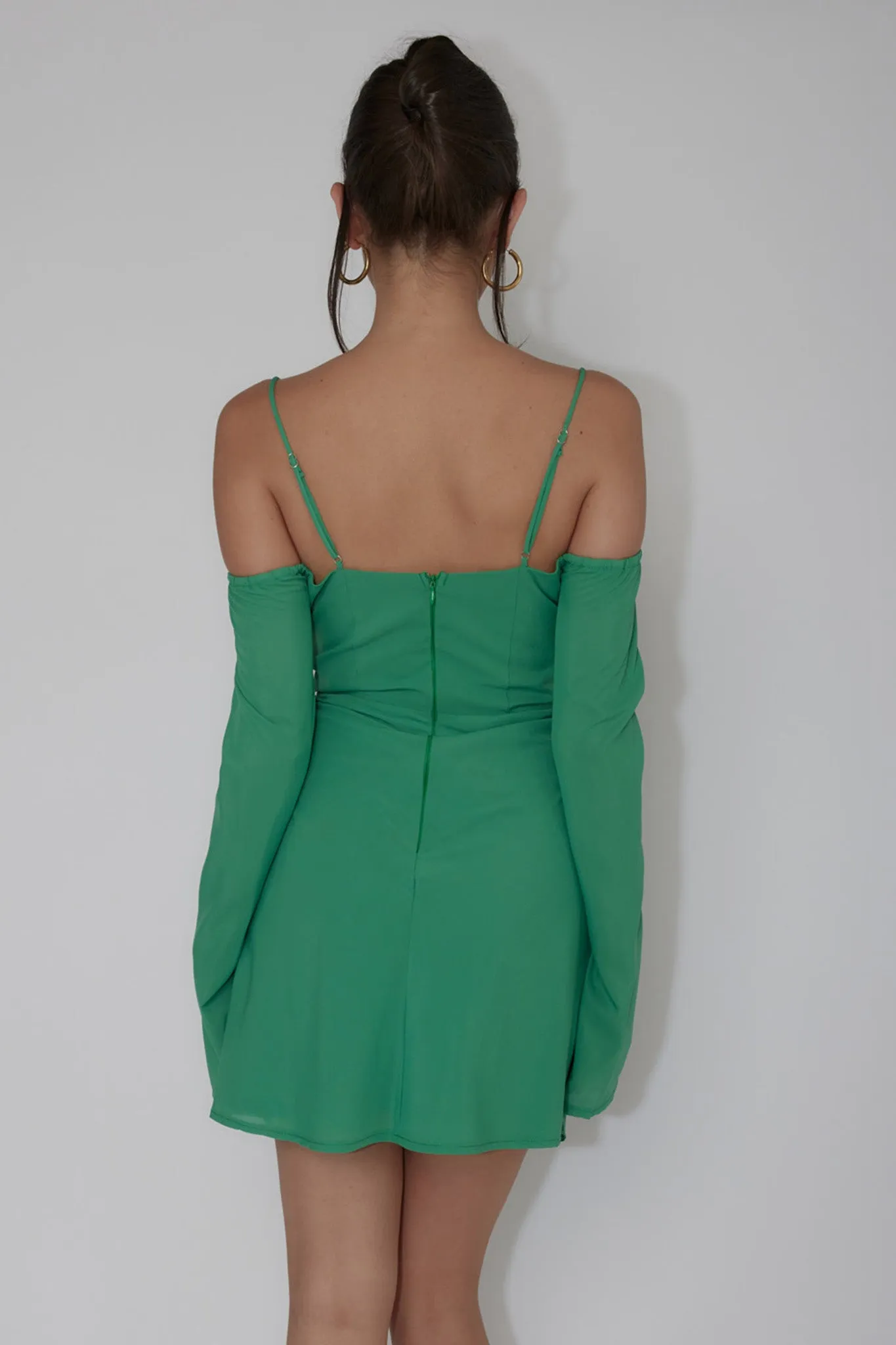 Teava Off-Shoulder Sleeve Laced Mini Dress Jade sold by Selfie Leslie product image thumbnail 2