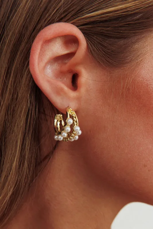 Serenity Pearl Hoop Earrings Gold sold by Selfie Leslie