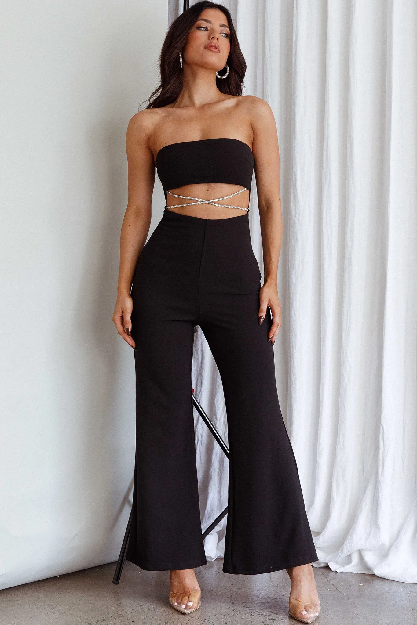 Nohemi Strapless Diamante Jumpsuit Black sold by Selfie Leslie product image thumbnail 3