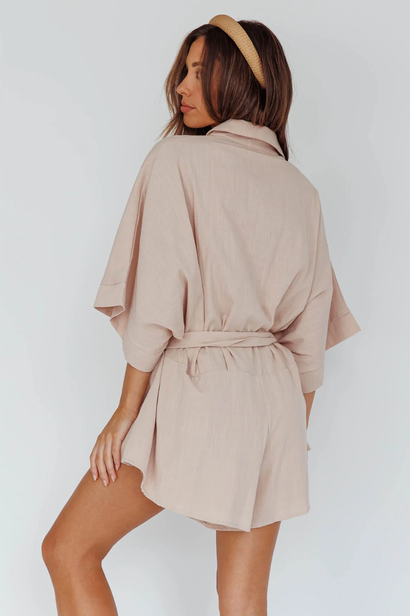 Daytona Beach Button-Up Romper Sand sold by Selfie Leslie product image thumbnail 2